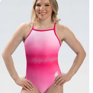 NWT GK Jade Gymnastics Leotard W/Scrunchie Radiance Cherry Blossum AXS Adult XS